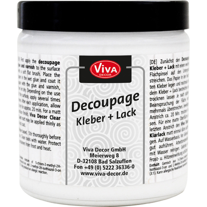 ViVA DECOR Dcoupage Colle + Vernis, transparent, 250 ml