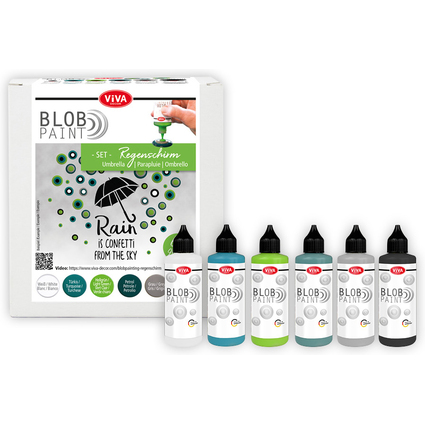 ViVA DECOR Set de peinture Blob Paint "Parapluie", 6 pices