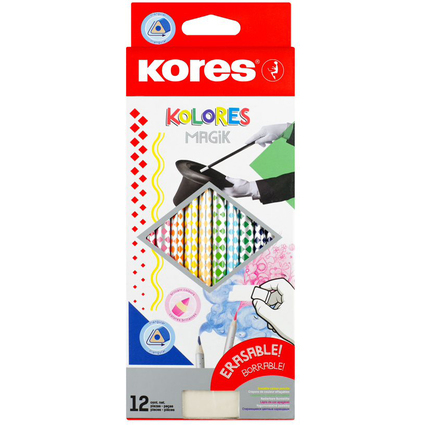 Kores Crayon de couleur "KOLORES Magik" effaable,tui de 12