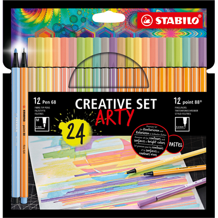 STABILO Set cratif point 88/Pen 68 ARTY, tui carton de 24