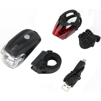 ANSMANN Set d'clairage LED pour vlo Bikelight Combo 40 Lux