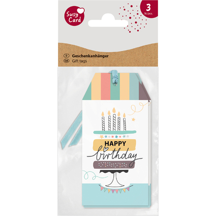 SUSY CARD Etiquette cadeau "Happy Eco B-day Cake"