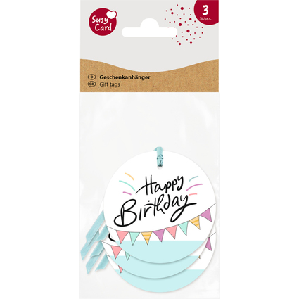 SUSY CARD Etiquette cadeau "Happy Eco B-day Garland"