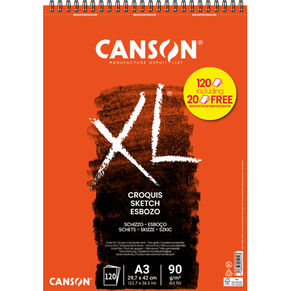 CANSON Bloc croquis et esquisse XL CROQUIS Promo, A3
