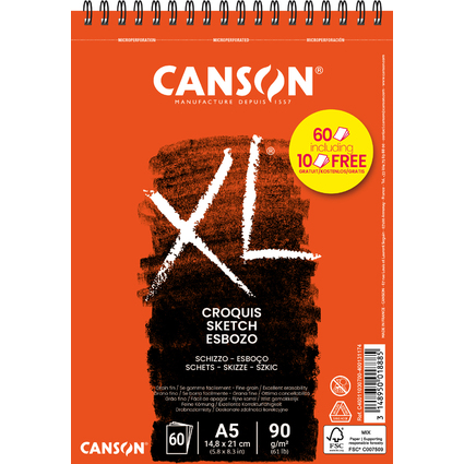 CANSON Bloc croquis et esquisse XL CROQUIS Promo, A5