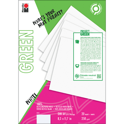 Marabu Green Bloc de papier Nature Mix, A4, blanc