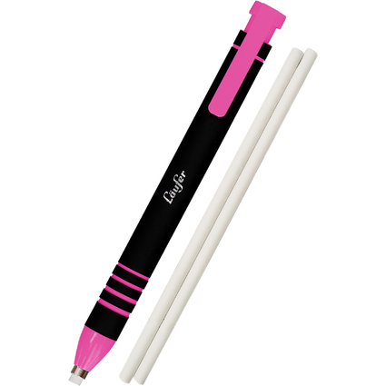 Lufer Stylo-gomme en plastique, 2 gommes de rechange, rose