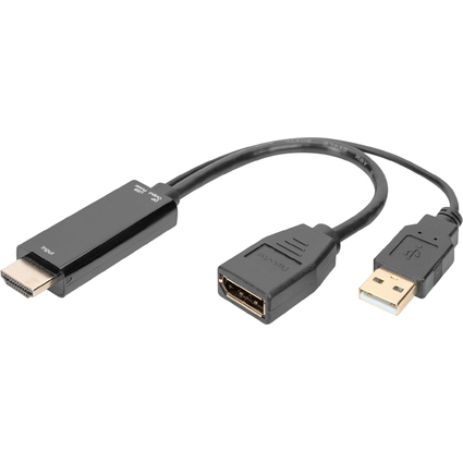 DIGITUS Adaptateur HDMI 4K vers DisplayPort, 0,2 m, noir