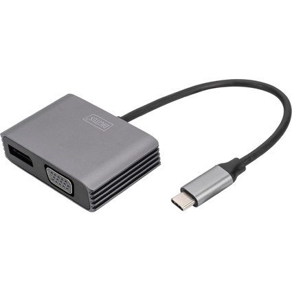 DIGITUS Adaptateur graphique USB-C 4K 2en1 DisplayPort + VGA
