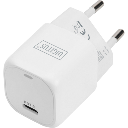 DIGITUS Mini Adaptateur de charge USB-C, 20 watts, blanc