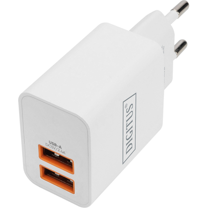 DIGITUS Chargeur USB, 2x USB-A, 15,5 watts, blanc