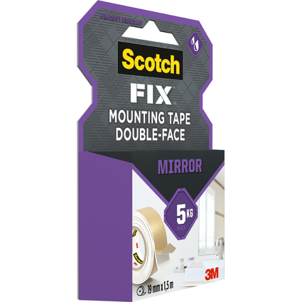 3M Ruban adhsif de fixation Scotch-Fix pour miroir, blanc