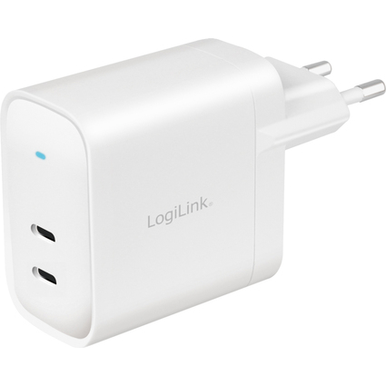 LogiLink Adaptateur de prise USB, 2x USB-C PD, 40 W, blanc