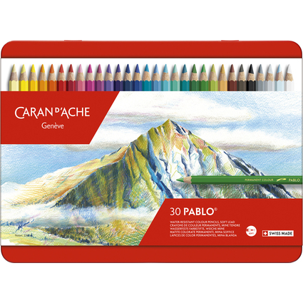 CARAN D'ACHE Crayons de couleur PABLO, tui mtal de 30