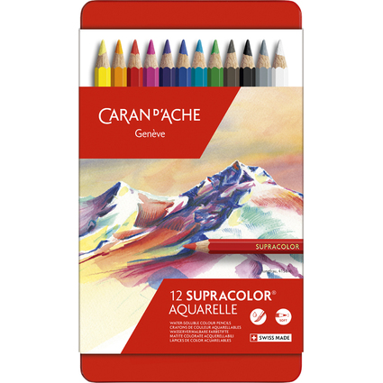 CARAN D'ACHE Crayons de couleur SUPRACOLOR, tui mtal de 12