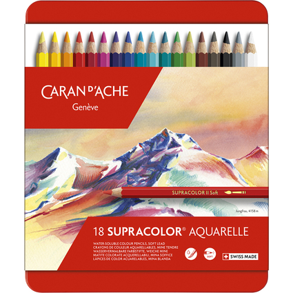 CARAN D'ACHE Crayons de couleur SUPRACOLOR, tui mtal de 18