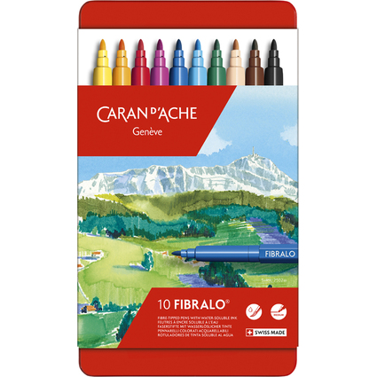 CARAN D'ACHE Feutre FIBRALO, bote mtal de 10