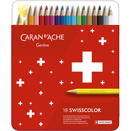 CARAN D'ACHE Crayons de couleur Swisscolor, tui mtal de 18