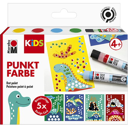 Marabu KiDS Set peinture point  point Dot Pen "Dino"