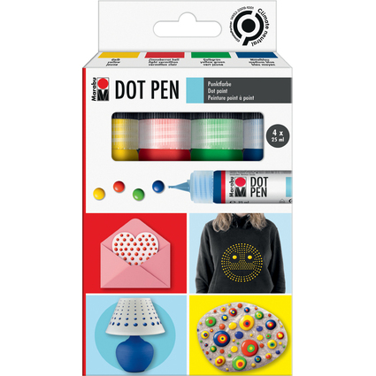 Marabu Peinture point  point Dot Pen, 4 x 25 ml, assorti