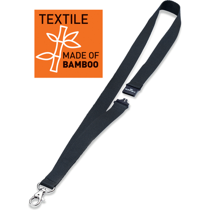 DURABLE Bande textile 20 ECO avec mousqueton, bambou, noir