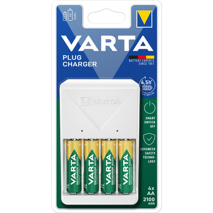VARTA Chargeur Plug Charger, quip de AA, blanc