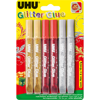 UHU Colle  paillettes Glitter Glue "Couleurs festives"