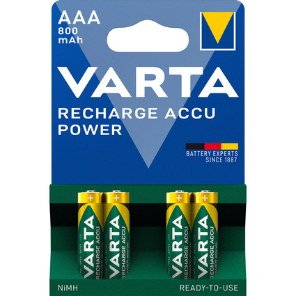 VARTA Pile NiMH "Rechargeable Accu", Micro (AAA), 800 mAh