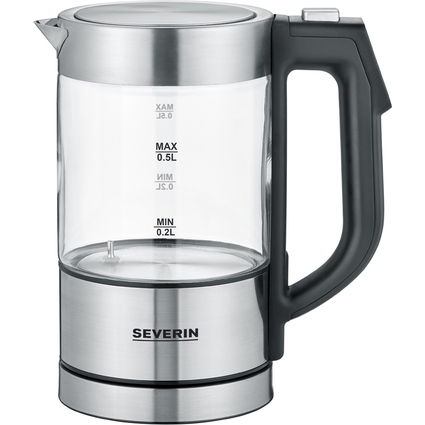 SEVERIN Mini bouilloire en verre WK 3458, inox / noir