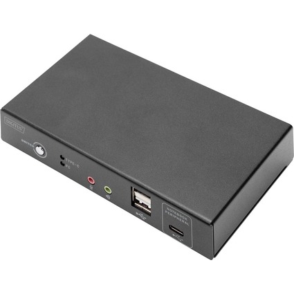 DIGITUS Commutateur KVM, 2 ports, USB-C, 4K30Hz, rseau