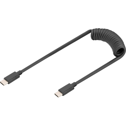 DIGITUS Cble spiral USB 2.0, USB-C - USB-C, 1,0 m