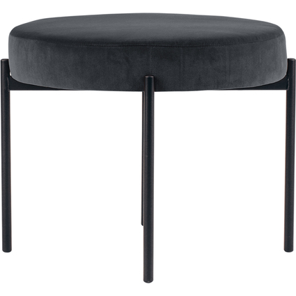 PAPERFLOW Tabouret GAIA, rond, habillage velours, anthracite