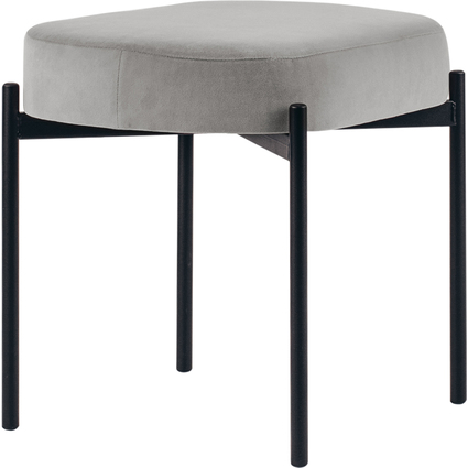 PAPERFLOW Tabouret GAIA, taille S, habillage velours, gris