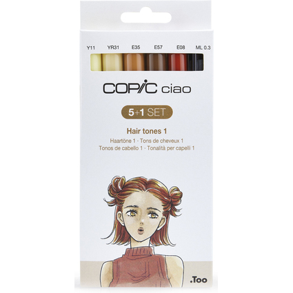 COPIC Marqueur ciao, kit de 5+1 "Hair Tones 1"