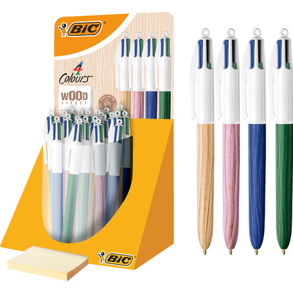 BIC Stylo  bille rtractable 4Colours Wood Style prsentoir