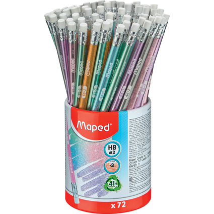 Maped Crayon graphite GLITTER, HB, pot de 72