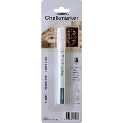 EUROPEL Marqueur craie 3 mm, blister de 1, blanc