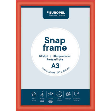EUROPEL Cadre porte-affiche, A3, 25 mm, rouge