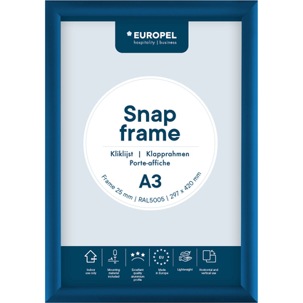 EUROPEL Cadre porte-affiche, A3, 25 mm, bleu