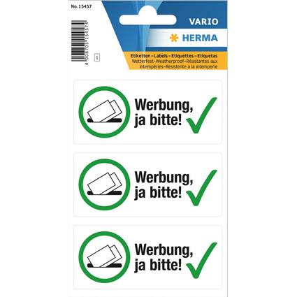 HERMA Hinweisetiketten "Werbung, ja bitte!"