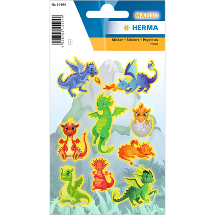 HERMA Sticker MAGIC "Dragons", en plastique, fluo