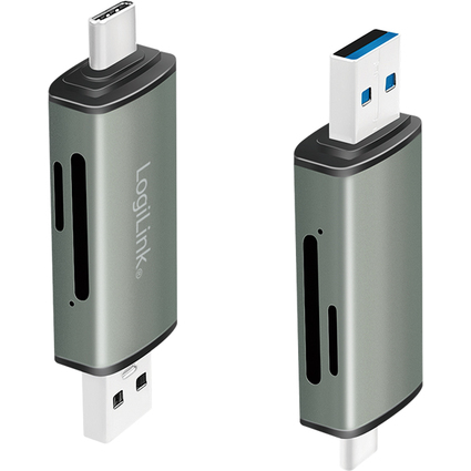 LogiLink Lecteur de cartes USB 3.2 Gen1, SD/micro SD, alu