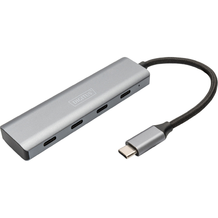 DIGITUS Hub USB-C, 4 ports, 4x USB C 3.1 Gen 1, gris fonc