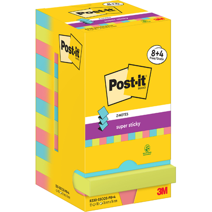 Post-it Bloc-note adhsif Super Sticky Z-Notes, 76 x 76 mm