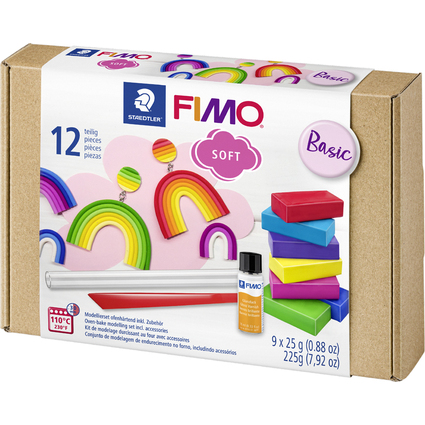 FIMO SOFT Kit de pte  modeler "Basic", 12 pices