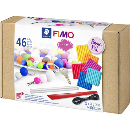 FIMO SOFT Kit de pte  modeler "Basic XXL", 46 pices