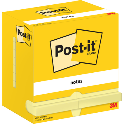 Post-it Bloc-note adhsif, 127 x 76 mm, lign, jaune