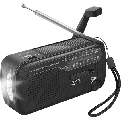 LogiLink Radio dynamo, panneau solaire & lampe de poche