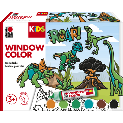 Marabu KiDS Kit Window Color "Dinosaures", 6 x 25 ml