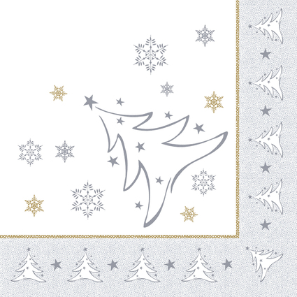 PAPSTAR Serviette  motif de Nol "X-Mas Elegance", argent